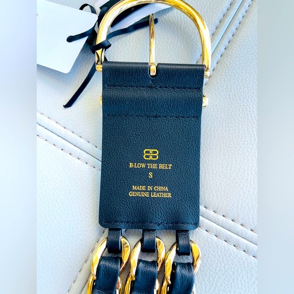 NWT! B-Low The Belt | Wide Leather Chain Belt in Black & Gold Size Small - Picture 5 of 16